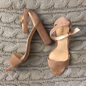Nine West Tan Suede Block Heels